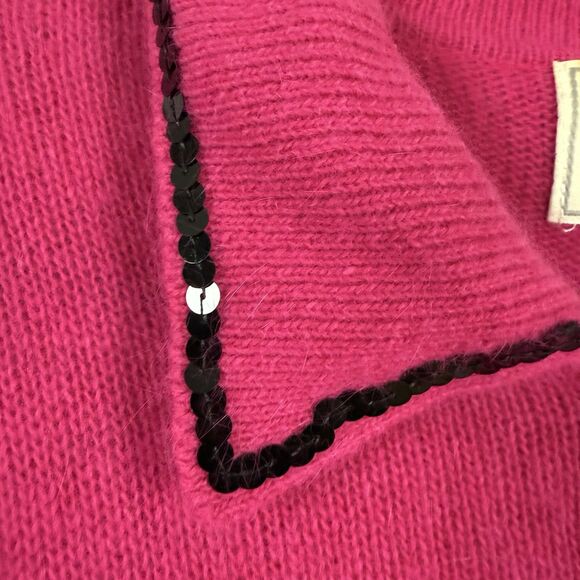 Express Tricot Vtg Knit Polo Sweater Lambswool Angora Rabbit Hair Pink Womens M - Picture 3 of 11